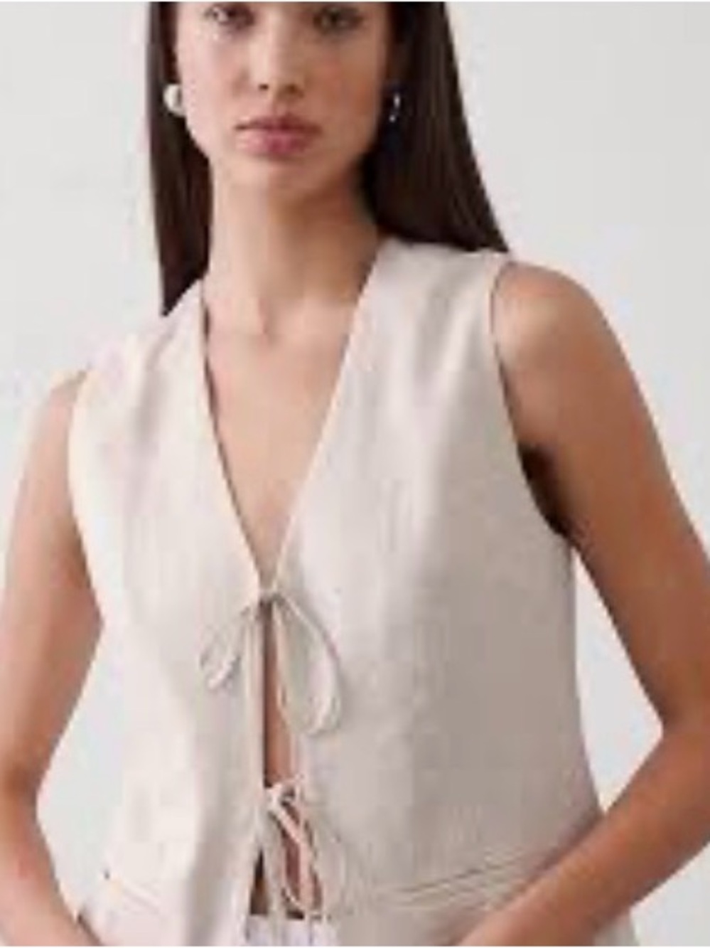 NWT New! Banana Republic Cream Linen Tie-Front Vest Top